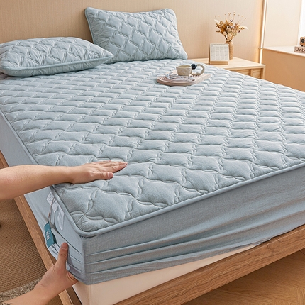 91家纺网 家纺一手货源 找家纺 （总）3C 2024新款全棉色织水洗绵抗菌床笠