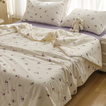 优被业 2025新款全棉13372大豆夏被四件套小碎花系列 葡萄仙子