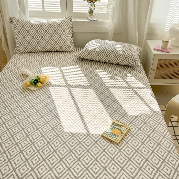 91家纺网 家纺一手货源 找家纺 简宜家居（朝初家纺） 2025新款全棉老粗布A版单床笠 印格