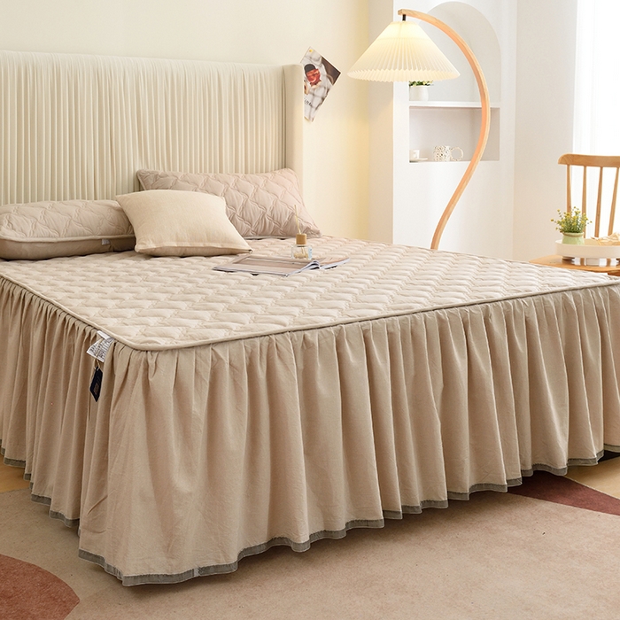 91家纺网 家纺一手货源 找家纺 3C 2024新款风车抗菌水洗棉床裙  清新灰