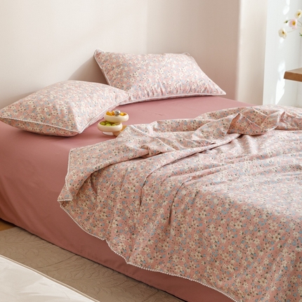 91家纺网 家纺一手货源 找家纺 （总）优被业 2025新款全棉13372大豆夏被四件套小碎花系列