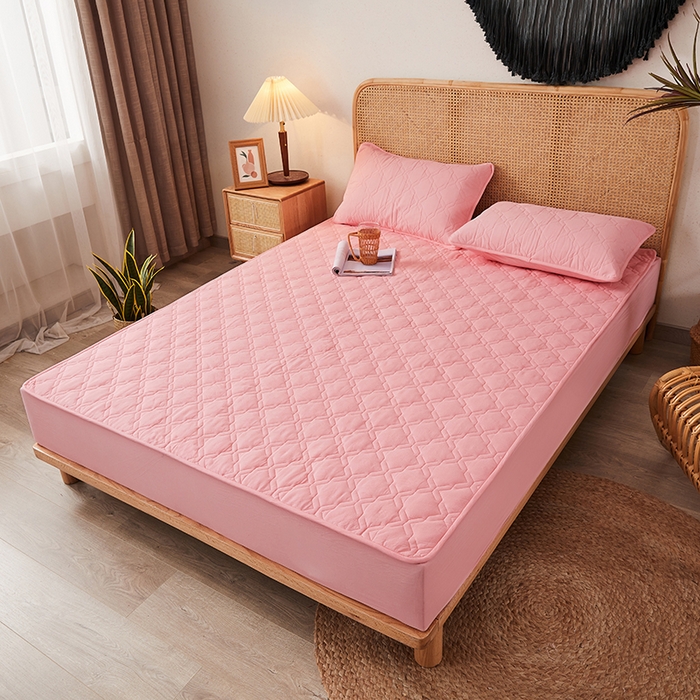 91家纺网 家纺一手货源 找家纺 3C 2024新款抗菌防螨透气防水夹棉床笠 灵玉色