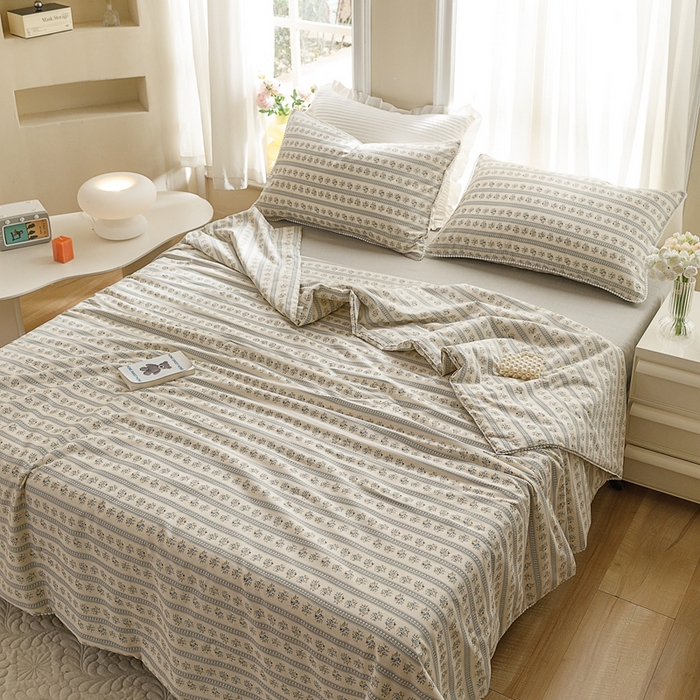 91家纺网 家纺一手货源 找家纺 优被业 2025新款全棉13372大豆夏被四件套小碎花系列 洛可可