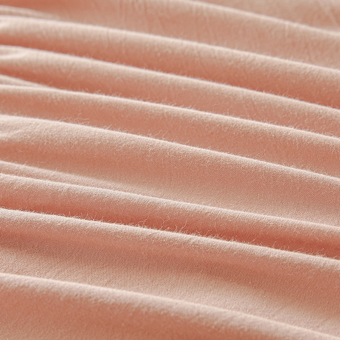 91家纺网 家纺一手货源 找家纺 3C 2024新款全棉色织水洗绵抗菌床笠 浅豆沙