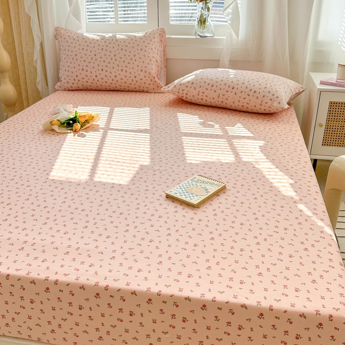 91家纺网 家纺一手货源 找家纺 简宜家居（朝初家纺） 2025新款全棉老粗布A版单床笠 玫瑰花园