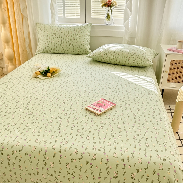 91家纺网 家纺一手货源 找家纺 简宜家居（朝初家纺） 2025新款全棉老粗布A版单床单 紫荆