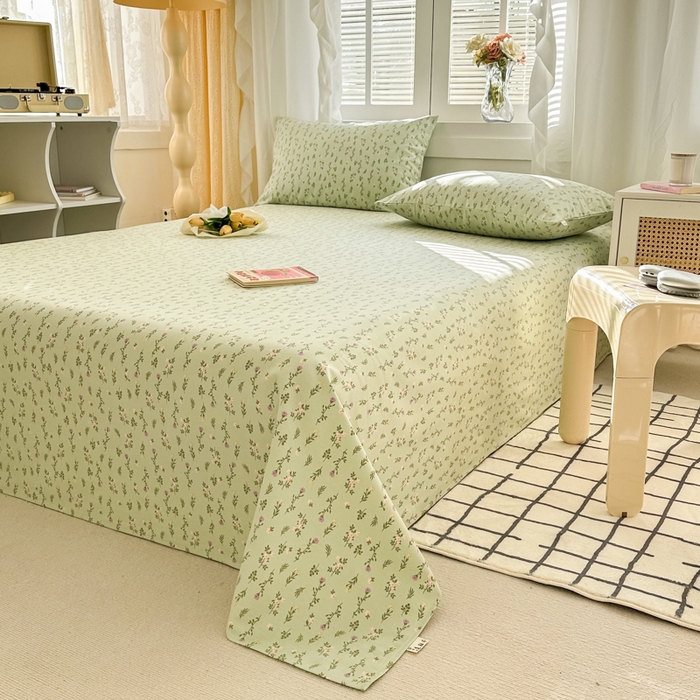 91家纺网 家纺一手货源 找家纺 简宜家居（朝初家纺） 2025新款全棉老粗布A版单床单 紫荆