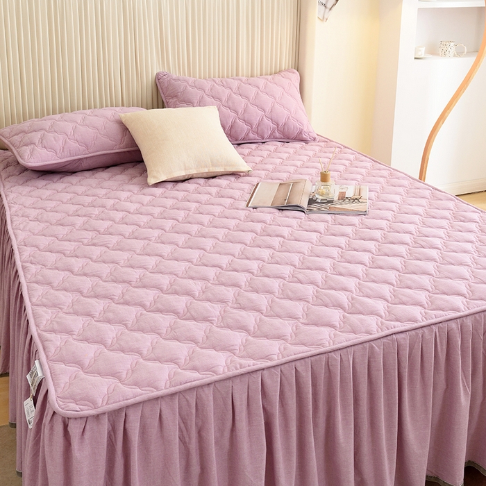 91家纺网 家纺一手货源 找家纺 3C 2024新款风车抗菌水洗棉床裙  紫色