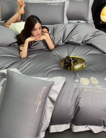 91家纺网 家纺一手货源 找家纺 瑞驰家纺2024新款长绒棉绣花四件套伊莎贝尔系列 伊莎贝尔-帝都灰