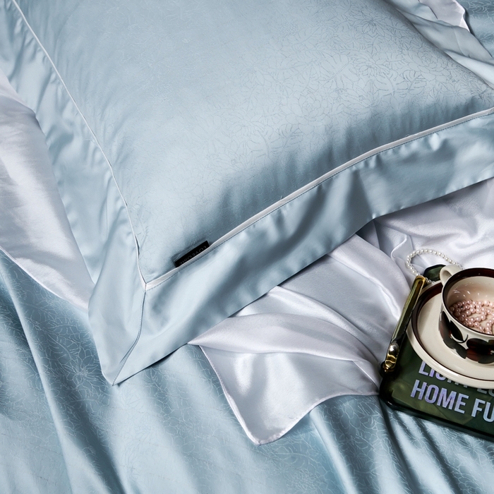 91家纺网 家纺一手货源 找家纺 U品汇 2024新款100支长绒棉提花四件套 莱雅-宝石蓝