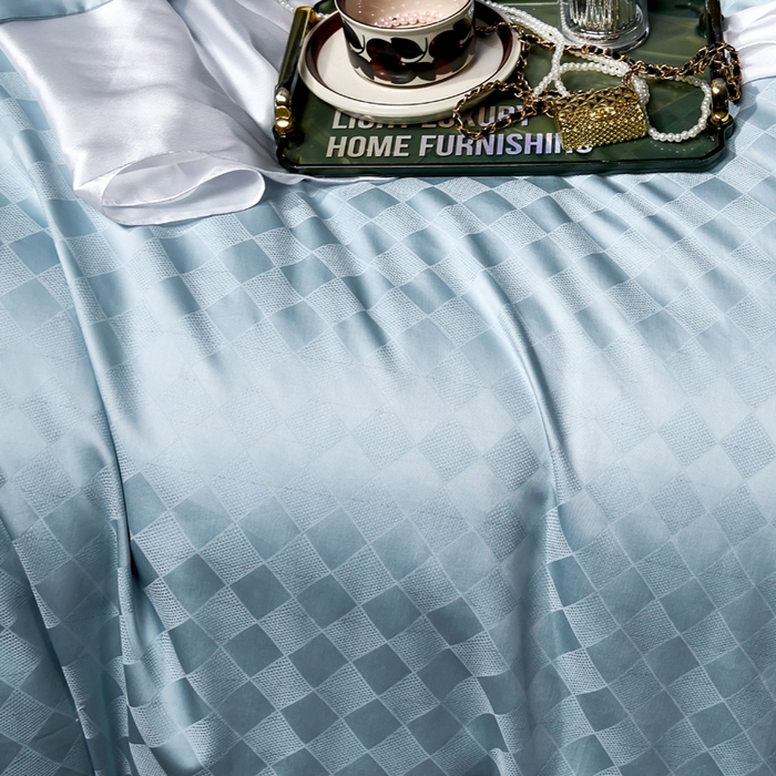 91家纺网 家纺一手货源 找家纺 U品汇 2024新款100支长绒棉提花四件套 斐乐-宝石蓝