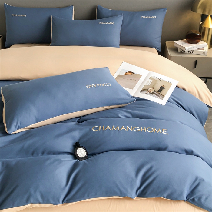 91家纺网 家纺一手货源 找家纺 （总）小久久（小九九） 2024新款时尚简约刺绣磨毛四件套-凯莉丝系列