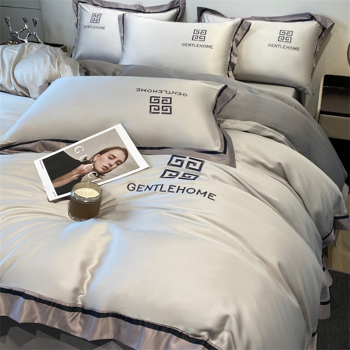 91家纺网 家纺一手货源 找家纺 笙意家纺 2025新款水洗真丝宽边四件套-挪威系列 挪威-山灰+中灰