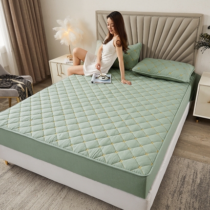 3C 2024新款H标刺绣床笠 抹茶绿