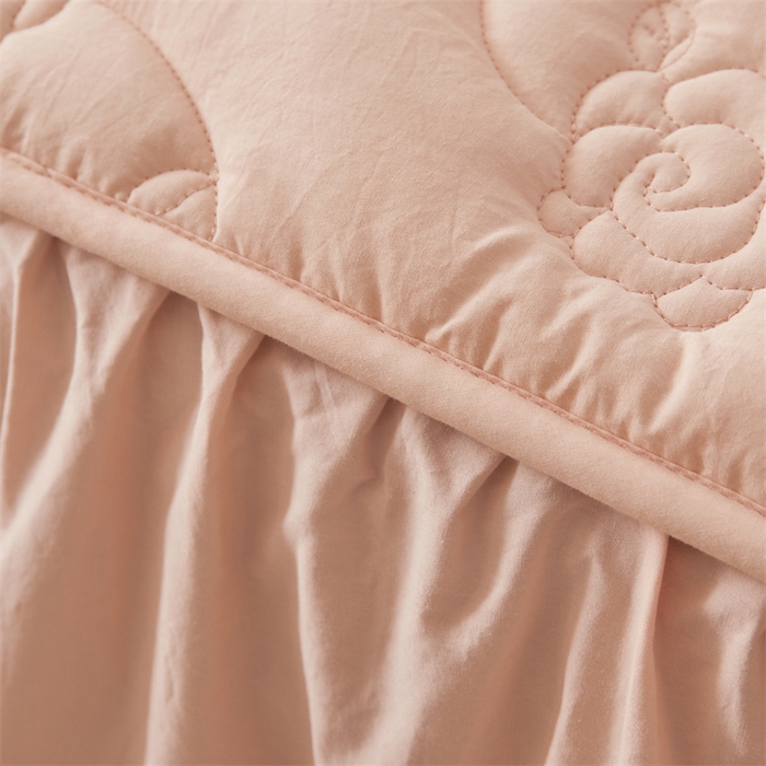 91家纺网 家纺一手货源 找家纺 3C 2024新款玫瑰水洗棉床裙式床笠 典雅玉