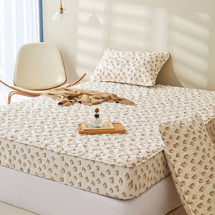 91家纺网 家纺一手货源 找家纺 3C 2024新款全棉水洗棉印花大豆床笠 铃兰花开