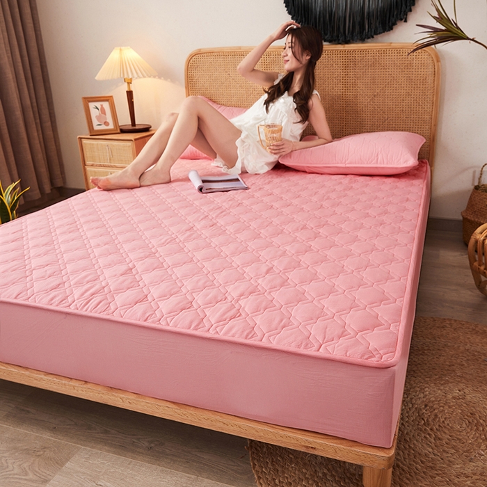 91家纺网 家纺一手货源 找家纺 3C 2024新款抗菌防螨透气防水夹棉床笠 灵玉色