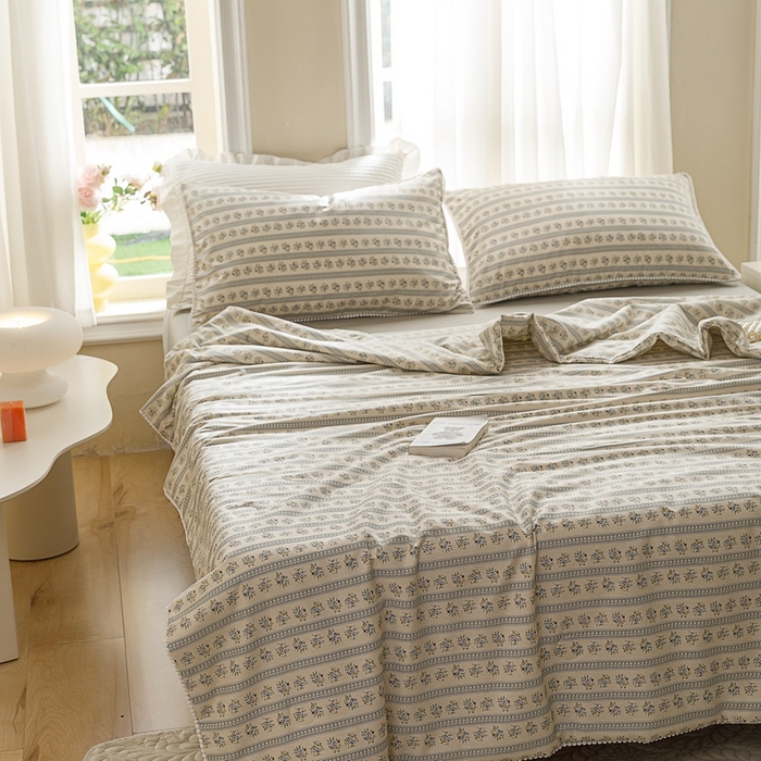 91家纺网 家纺一手货源 找家纺 优被业 2025新款全棉13372大豆夏被四件套小碎花系列 洛可可