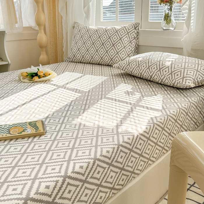 91家纺网 家纺一手货源 找家纺 简宜家居（朝初家纺） 2025新款全棉老粗布A版单床笠 印格