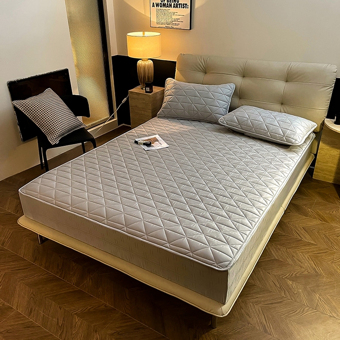 91家纺网 家纺一手货源 找家纺 3C 2024新款夹棉60提花床笠 星灰