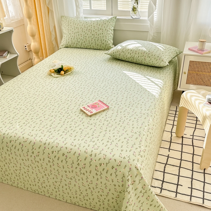 91家纺网 家纺一手货源 找家纺 简宜家居（朝初家纺） 2025新款全棉老粗布A版单床单 紫荆