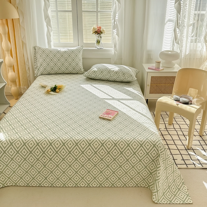 91家纺网 家纺一手货源 找家纺 简宜家居（朝初家纺） 2025新款全棉老粗布A版单床单 朴素