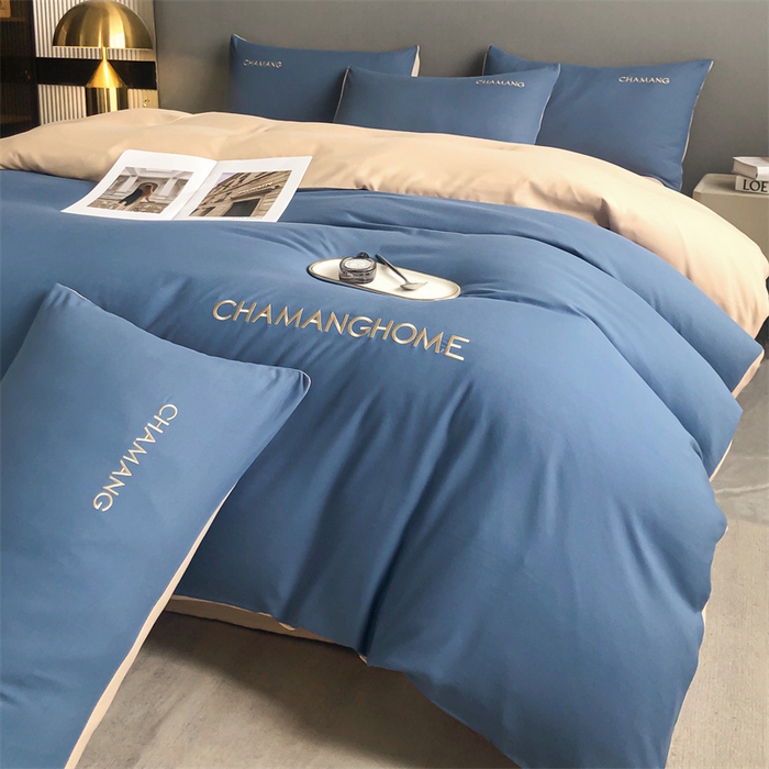 91家纺网 家纺一手货源 找家纺 （总）小久久（小九九） 2024新款时尚简约刺绣磨毛四件套-凯莉丝系列