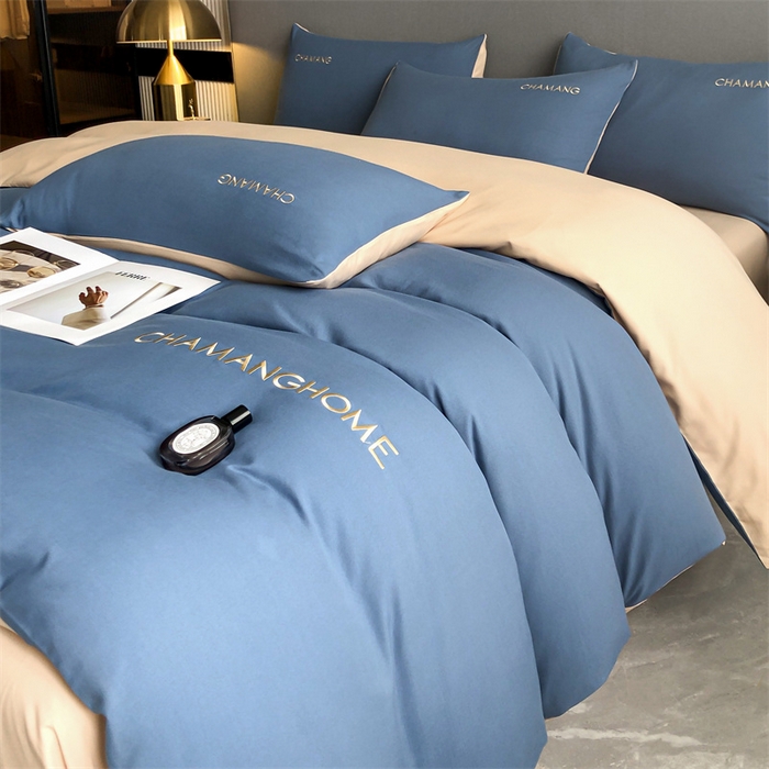 91家纺网 家纺一手货源 找家纺 （总）小久久（小九九） 2024新款时尚简约刺绣磨毛四件套-凯莉丝系列