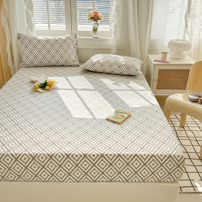 91家纺网 家纺一手货源 找家纺 简宜家居（朝初家纺） 2025新款全棉老粗布A版单床笠 印格