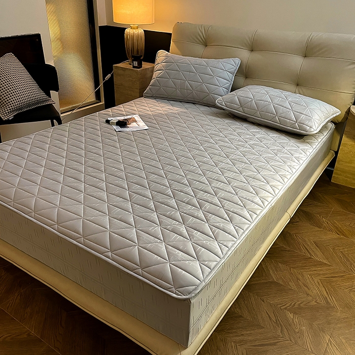 91家纺网 家纺一手货源 找家纺 3C 2024新款夹棉60提花床笠 星灰