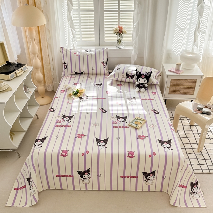 91家纺网 家纺一手货源 找家纺 简宜家居（朝初家纺） 2025新款全棉老粗布A版单床单 库洛米紫