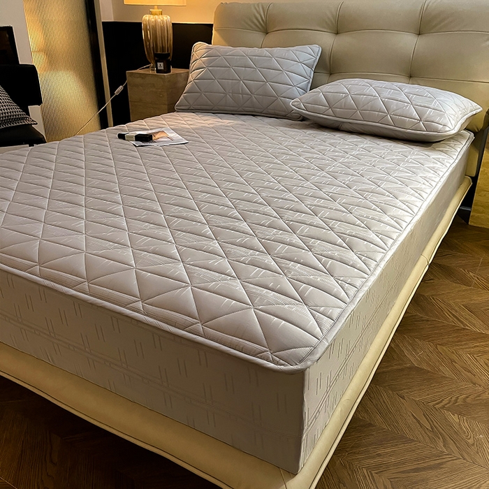 91家纺网 家纺一手货源 找家纺 3C 2024新款夹棉60提花床笠 星灰