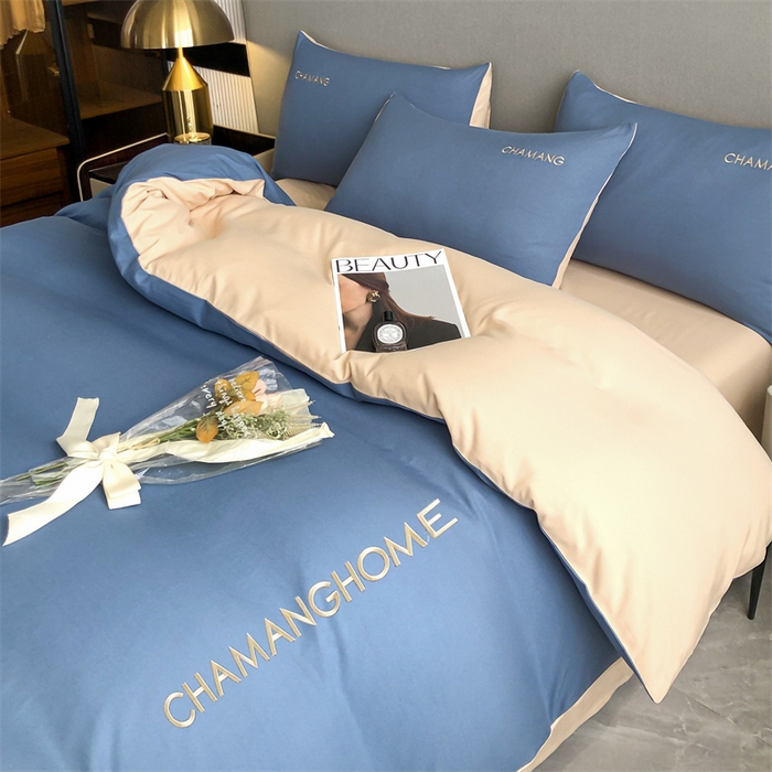 91家纺网 家纺一手货源 找家纺 （总）小久久（小九九） 2024新款时尚简约刺绣磨毛四件套-凯莉丝系列