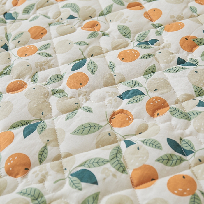 91家纺网 家纺一手货源 找家纺 3C 2024新款全棉水洗棉印花大豆床笠 小橙子