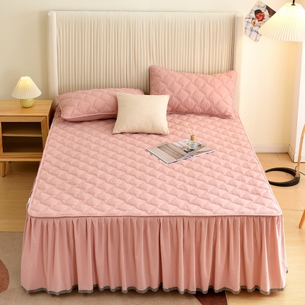 91家纺网 家纺一手货源 找家纺 3C 2024新款风车抗菌水洗棉床裙  浅豆沙