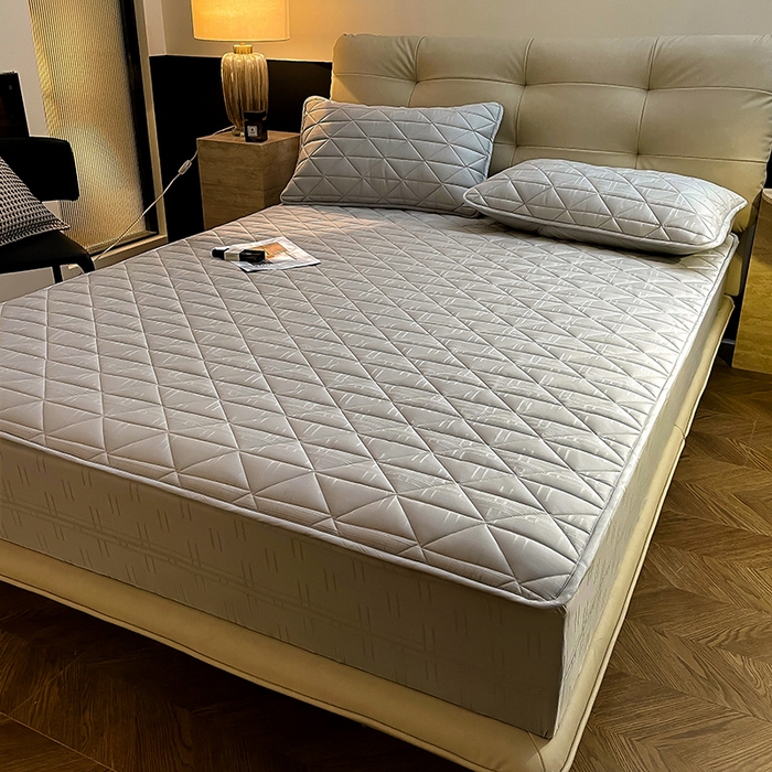 91家纺网 家纺一手货源 找家纺 3C 2024新款夹棉60提花床笠 星灰