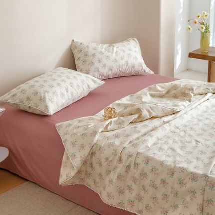 91家纺网 家纺一手货源 找家纺 （总）优被业 2025新款全棉13372大豆夏被四件套小碎花系列