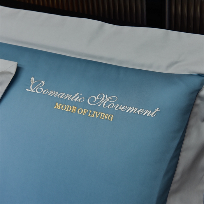 91家纺网 家纺一手货源 找家纺 瑞驰家纺2024新款长绒棉绣花四件套伊莎贝尔系列 伊莎贝尔-繁星蓝