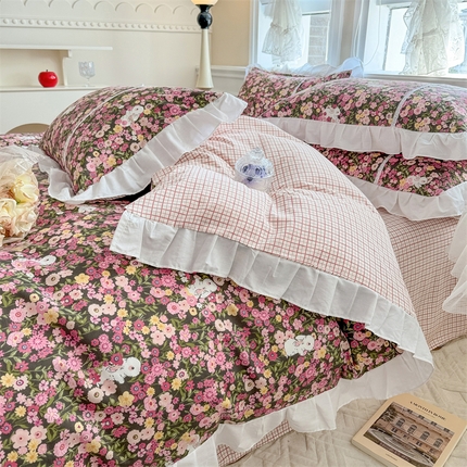 91家纺网 家纺一手货源 找家纺 （总）简宜家居（朝初家纺） 2025新款40支斜纹全棉花边款四件套