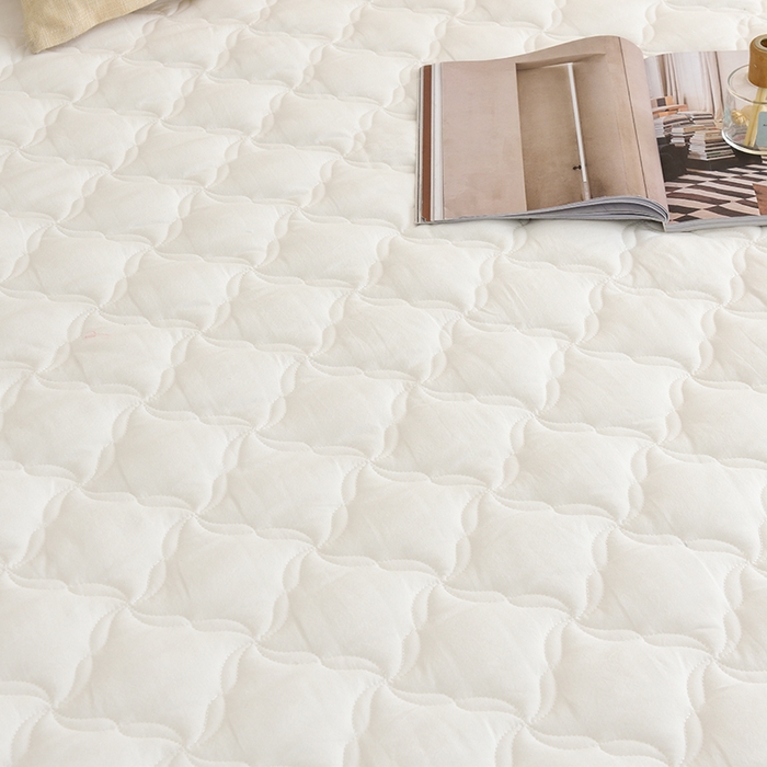 91家纺网 家纺一手货源 找家纺 3C 2024新款风车抗菌水洗棉床裙  珍珠白