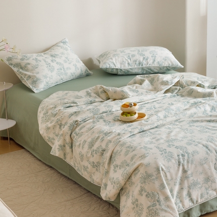 91家纺网 家纺一手货源 找家纺 （总）优被业 2025新款全棉13372大豆夏被四件套小碎花系列