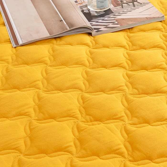 91家纺网 家纺一手货源 找家纺 3C 2024新款风车抗菌水洗棉床裙  柠檬黄