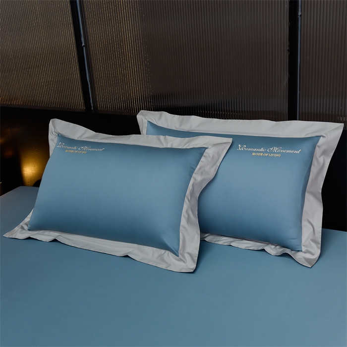 91家纺网 家纺一手货源 找家纺 瑞驰家纺2024新款长绒棉绣花四件套伊莎贝尔系列 伊莎贝尔-繁星蓝