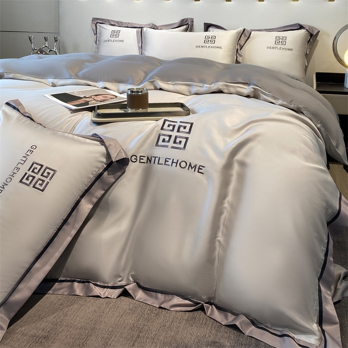 91家纺网 家纺一手货源 找家纺 笙意家纺 2025新款水洗真丝宽边四件套-挪威系列 挪威-山灰+中灰