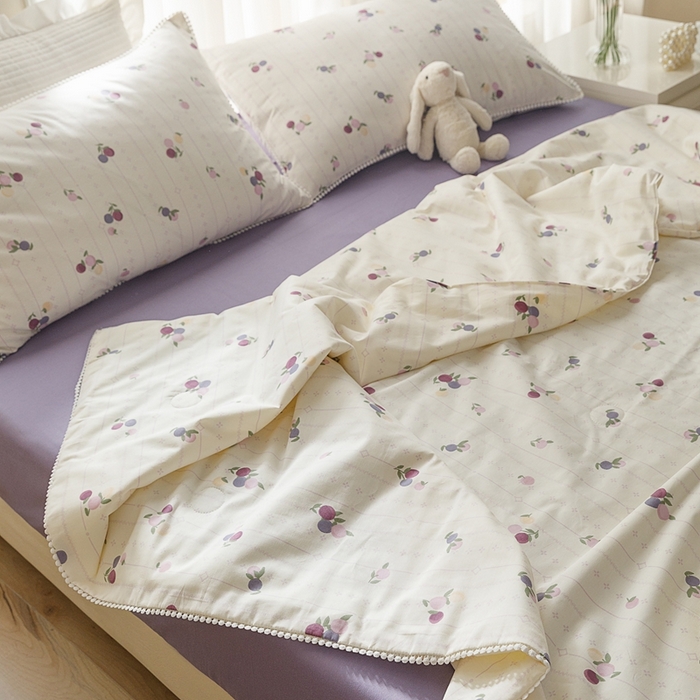 91家纺网 家纺一手货源 找家纺 优被业 2025新款全棉13372大豆夏被四件套小碎花系列 葡萄仙子