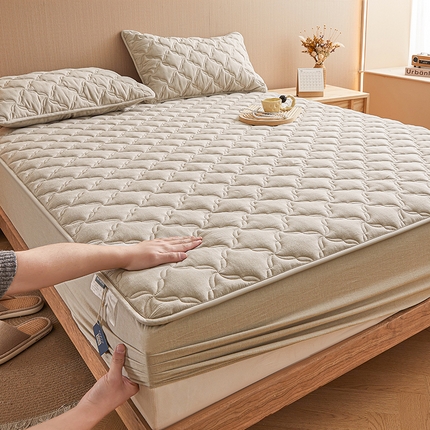 91家纺网 家纺一手货源 找家纺 （总）3C 2024新款全棉色织水洗绵抗菌床笠