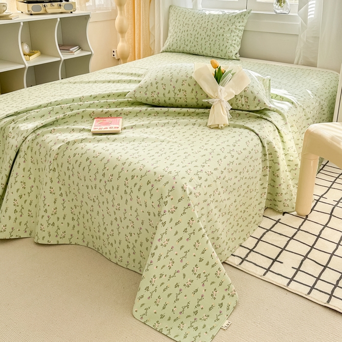 91家纺网 家纺一手货源 找家纺 简宜家居（朝初家纺） 2025新款全棉老粗布A版单床单 紫荆