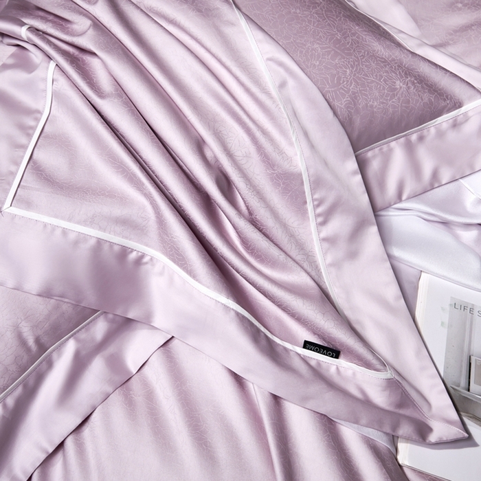 91家纺网 家纺一手货源 找家纺 U品汇 2024新款100支长绒棉提花四件套 莱雅-香叶紫