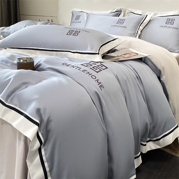 91家纺网 家纺一手货源 找家纺 笙意家纺 2025新款水洗真丝宽边四件套-挪威系列 挪威-海清+山灰