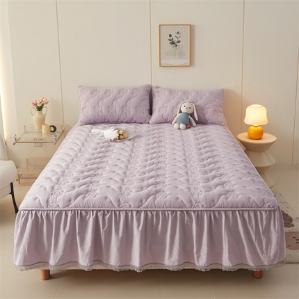 3C 2024新款玫瑰水洗棉床裙式床笠 优雅紫